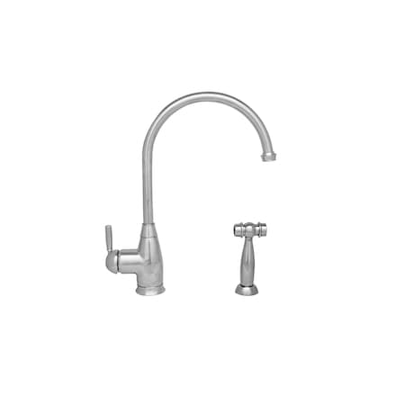 Whitehaus Sgl Lvr Faucet W/ A Long Gooseneck Spout, Sgl Lvr Handle And Brass Side WHQN-34682-C